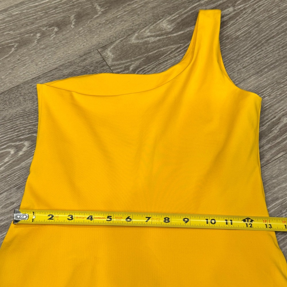 Girlfriend Collective Bianca One-Shoulder Dress Built-in Shorts Small - Yellow - Picture 7 of 10